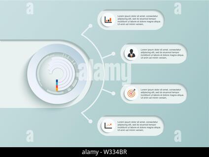 Infographie 3D abstrait modèle à un quatre étapes pour le succès. Cercle business modèle avec options pour brochure, diagramme, workflow, chronologie. Illustration de Vecteur