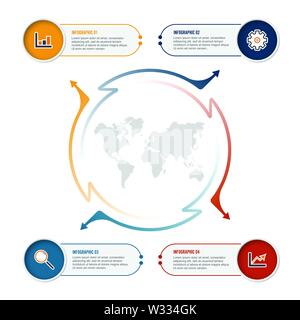 Modèle infographique cercle option quatre, d'un processus ou d'étape pour la présentation d'affaires Illustration de Vecteur