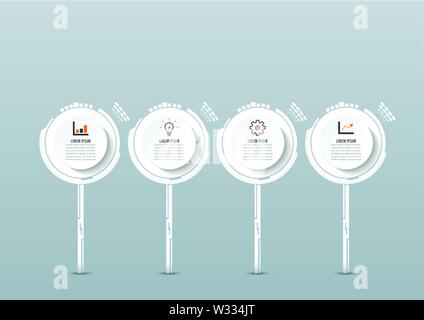 Modèle de conception de la technologie vectorielle infographie,cercles intégrés. Concept d'affaires avec des options. Vector illustration. Utilisé pour la mise en page de flux. Illustration de Vecteur