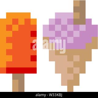 La crème glacée yogourt congelé Lolly Pixel 8 Icône Bits Illustration de Vecteur