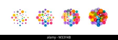 Jeu d'icônes de virus abstrait. Bactéries colorées, microbes, champignons. Les virus pathogènes se multiplient. Division des cellules virales. Illustration vectorielle plate sur blanc Illustration de Vecteur