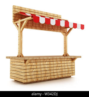 Bureau vide ou vendeur de rue stall isolé sur fond blanc. 3D illustration. Banque D'Images
