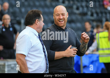 11 JUILLET 2019 , KCOM Stadium, Hull, Angleterre ; Betfred Super League, Round 22, Hull FC vs London Broncos ; l'entraîneur-chef Danny Ward of London Broncos avant le match commençant Crédit : David Greaves/News Images Banque D'Images