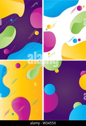 Couverture de couleur collection avec des formes de bulle Illustration de Vecteur