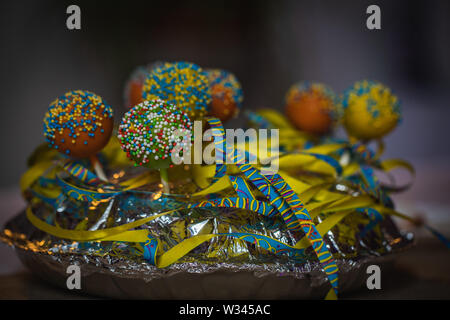 Close up shot of décoration de table, bouquet de bonbons Banque D'Images