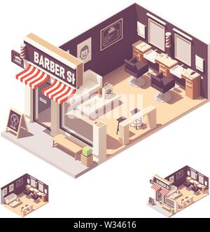Intérieur barbershop isométrique vectoriel Illustration de Vecteur