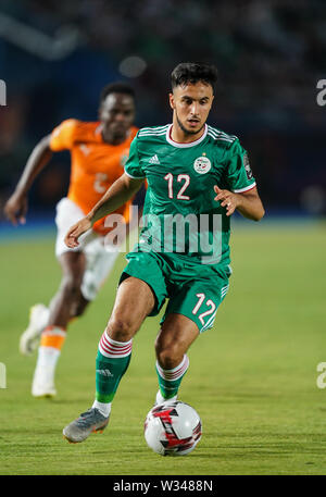 11 juillet 2019 - Suez, Côte d'Ivoire, en Egypte - FRANCE 11 Juillet 2019 : Adam Mohamed ounas de l'Algérie lors de la coupe d'Afrique des Nations 2019 match entre la côte d'Ivoire et l'Algérie au stade de Suez en Égypte, Suez. Ulrik Pedersen/CSM. Banque D'Images