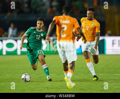 11 juillet 2019 - Suez, Côte d'Ivoire, en Egypte - FRANCE 11 Juillet 2019 : Adam Mohamed ounas de l'Algérie lors de la coupe d'Afrique des Nations 2019 match entre la côte d'Ivoire et l'Algérie au stade de Suez en Égypte, Suez. Ulrik Pedersen/CSM. Banque D'Images