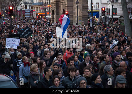 Paris, France - 11 janvier 2015 : la Je suis Charlie manifestation à Paris, à l'égard des victimes des attentats Banque D'Images