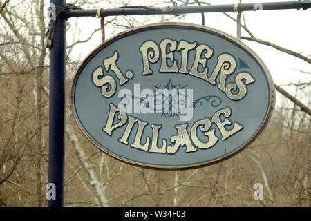 Panneau de bienvenue de St. Peter's Village, PA, USA Banque D'Images