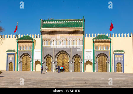 Maroc, Fès : le palais royal (Dar El Makhzen) Banque D'Images