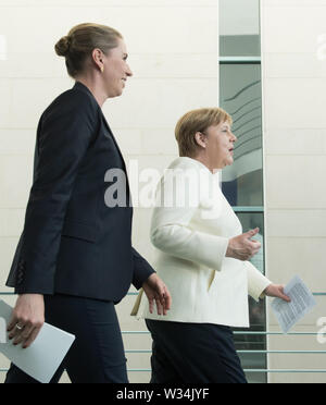 La chancelière fédérale Angela Merkel et le Ministre Président Mette FREDERIKSEN point presse du Premier Ministre du Royaume du Danemark et le Chancelier fédéral de la chancellerie à Berlin, Allemagne le 11.07.2019. Dans le monde d'utilisation | Banque D'Images