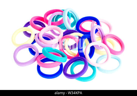 Accessoires colorés, cheveux, isolé sur blanc. Banque D'Images