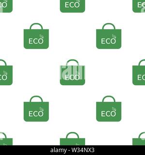 Modèle sans couture avec eco panier icône. Signe vert écologique. Protéger la planète. Vector illustration pour design, web, papier d'emballage, tissu, wallp Illustration de Vecteur