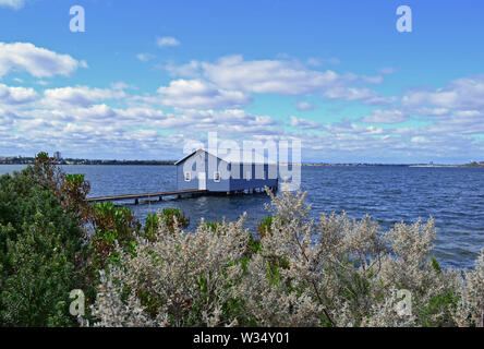 Boatshed-Blue Boat House Edge Crawley, Perth, Australie Banque D'Images