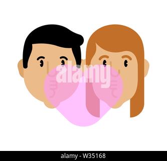 Couple amour. Forme du cœur avec un chewing-gum. vector illustration Illustration de Vecteur