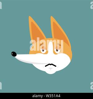 Corgi emoji triste. Chien triste émotions avatar. Animal ennuyeux. Vector illustration Illustration de Vecteur