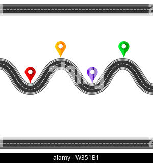 Route et autoroute avec des marqueurs pour la création de la ville. Pour le trafic Desigh chemin d'illustration. Le trafic d'asphalte Street Banque D'Images