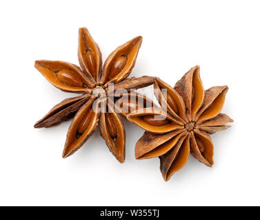 Vue de dessus de la badiane fruits secs isolated on white Banque D'Images