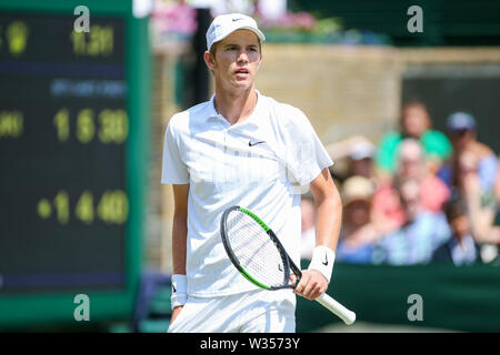 Wimbledon, Londres, Royaume-Uni. 12 juillet 2019. Wimbledon, Londres, Royaume-Uni. 12 juillet 2019.Martin Damm des États-Unis au cours de la Boy's des célibataires demi-finale des championnats de tennis de Wimbledon contre Shintaro Mochizuki du Japon à l'All England Lawn Tennis et croquet Club à Londres, Angleterre le 12 juillet, 2019. Credit : AFLO/Alamy Live News Banque D'Images