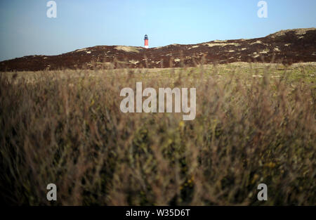 18 février 2019, le Schleswig-Holstein, Sylt : Le phare Hörnum au sud sur l'île de Sylt. Sylt est la plus grande île du Nord en Allemagne. Photo : Britta Pedersen/dpa-Zentralbild/ZB Banque D'Images