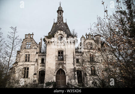 Ruine d'un château français, La Mothe Chandeniers Banque D'Images