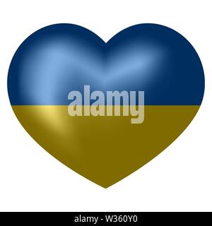 Drapeau de l'Ukraine en forme de coeur. Illustration 3D de vecteur. Illustration de Vecteur