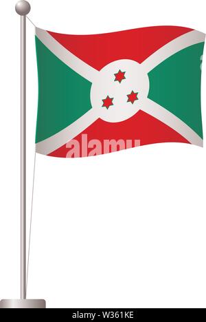 Burundi drapeau sur mât. Mât en métal. Drapeau national du Burundi vector illustration Illustration de Vecteur