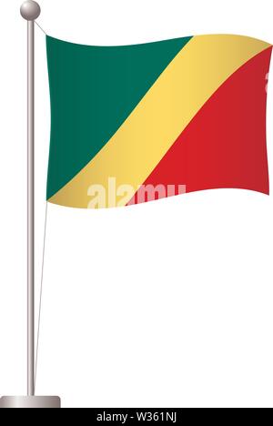 Congo drapeau sur mât. Mât en métal. Drapeau national du Congo vector illustration Illustration de Vecteur