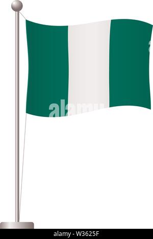 Nigéria drapeau sur mât. Mât en métal. Drapeau national du Nigéria vector illustration Illustration de Vecteur