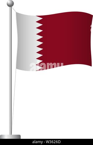 Le Qatar drapeau sur mât. Mât en métal. Drapeau national du Qatar vector illustration Illustration de Vecteur