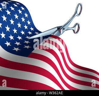 L'Amérique divisée et divisions nationales aux États-Unis et la politique partisane que républicains et démocrates divisés et élargir l'écart politique. Banque D'Images