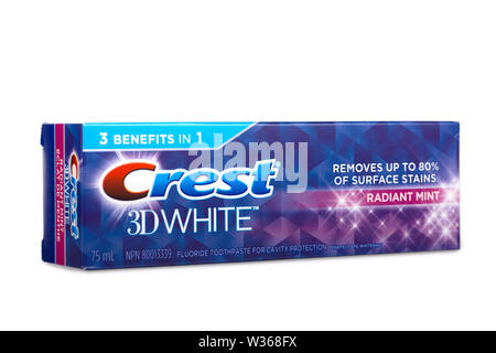 Toothpase, Crest 3D White, tube, fort Banque D'Images