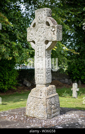 Irlandais en granit croix hautes de Castledermot, dans le comté de Kildare, Irlande Banque D'Images