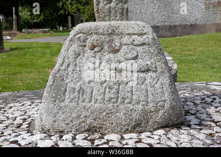 Irlandais en granit croix hautes de Castledermot, dans le comté de Kildare, Irlande Banque D'Images