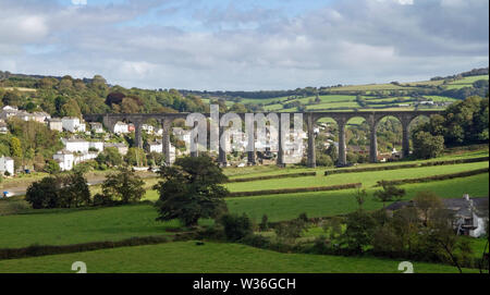 Viaduc Ferroviaire sur la Tamar Valley embranchement, à Cornwall Devon liens à Céret Banque D'Images