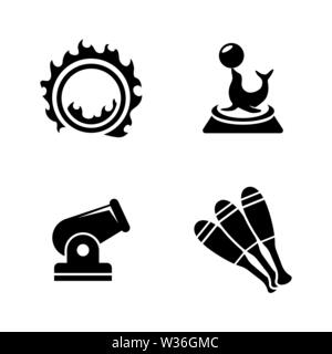 Carnaval cirque Amusement Park. Les simples Vector Icons Set pour la vidéo, les applications mobiles, sites Web, projets d'impression et de votre conception. Illustra plat noir Illustration de Vecteur