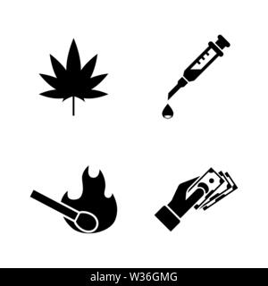 La criminalité. Les simples Vector Icons Set pour la vidéo, les applications mobiles, sites Web, projets d'impression et de votre conception. Illustration plat noir sur fond blanc. Illustration de Vecteur