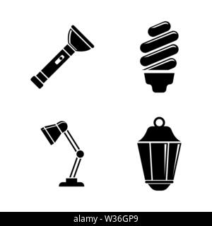 Source de lumière. Les simples Vector Icons Set pour la vidéo, les applications mobiles, sites Web, projets d'impression et de votre conception. Illustration plat noir sur blanc Retour Illustration de Vecteur