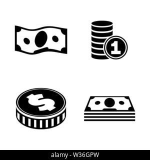 Finances. Les simples Vector Icons Set pour la vidéo, les applications mobiles, sites Web, projets d'impression et de votre conception. Illustration plat noir sur blanc Backgroun Illustration de Vecteur
