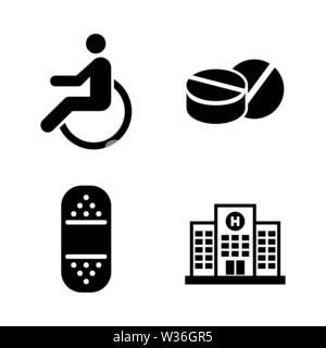 Medical. Les simples Vector Icons Set pour la vidéo, les applications mobiles, sites Web, projets d'impression et de votre conception. Illustration plat noir sur blanc Backgroun Illustration de Vecteur