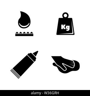 La colle. Les simples Vector Icons Set pour la vidéo, les applications mobiles, sites Web, projets d'impression et de votre conception. Illustration plat noir sur fond blanc. Illustration de Vecteur