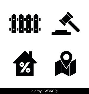 L'immobilier. Les simples Vector Icons Set pour la vidéo, les applications mobiles, sites Web, projets d'impression et de votre conception. Real Estate icon noir Télévision Illustrati Illustration de Vecteur