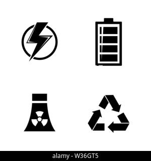 De l'électricité. Les simples Vector Icons Set pour la vidéo, les applications mobiles, sites Web, projets d'impression et de votre conception. Illustration plat noir sur blanc Backg Illustration de Vecteur