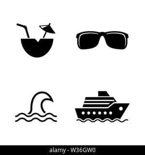 Croisière, voyages en mer. Les simples Vector Icons Set pour la vidéo, les applications mobiles, sites Web, projets d'impression et de votre conception. Croisière, mer Transport icon noir F Illustration de Vecteur