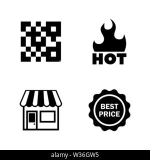 Shopping supermarché. Les simples Vector Icons Set pour la vidéo, les applications mobiles, sites Web, projets d'impression et de votre conception. L'icône de supermarché Shopping Bla Illustration de Vecteur