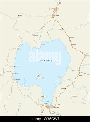 Site de l'Éthiopien lac Tana, Ethiopie Illustration de Vecteur