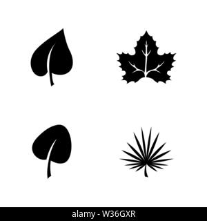 Plantes bio en feuilles. Les simples Vector Icons Set pour la vidéo, les applications mobiles, sites Web, projets d'impression et de votre conception. L'icône de plantes bio feuille noir F Illustration de Vecteur