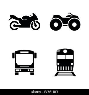 Les transports en commun. Les simples Vector Icons Set pour la vidéo, les applications mobiles, sites Web, projets d'impression et de votre conception. L'icône de transport public Télévision noir Illustration de Vecteur