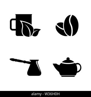 Café, Thé à boire. Les simples Vector Icons Set pour la vidéo, les applications mobiles, sites Web, projets d'impression et de votre conception. Café, thé Verre icon noir Fla Illustration de Vecteur